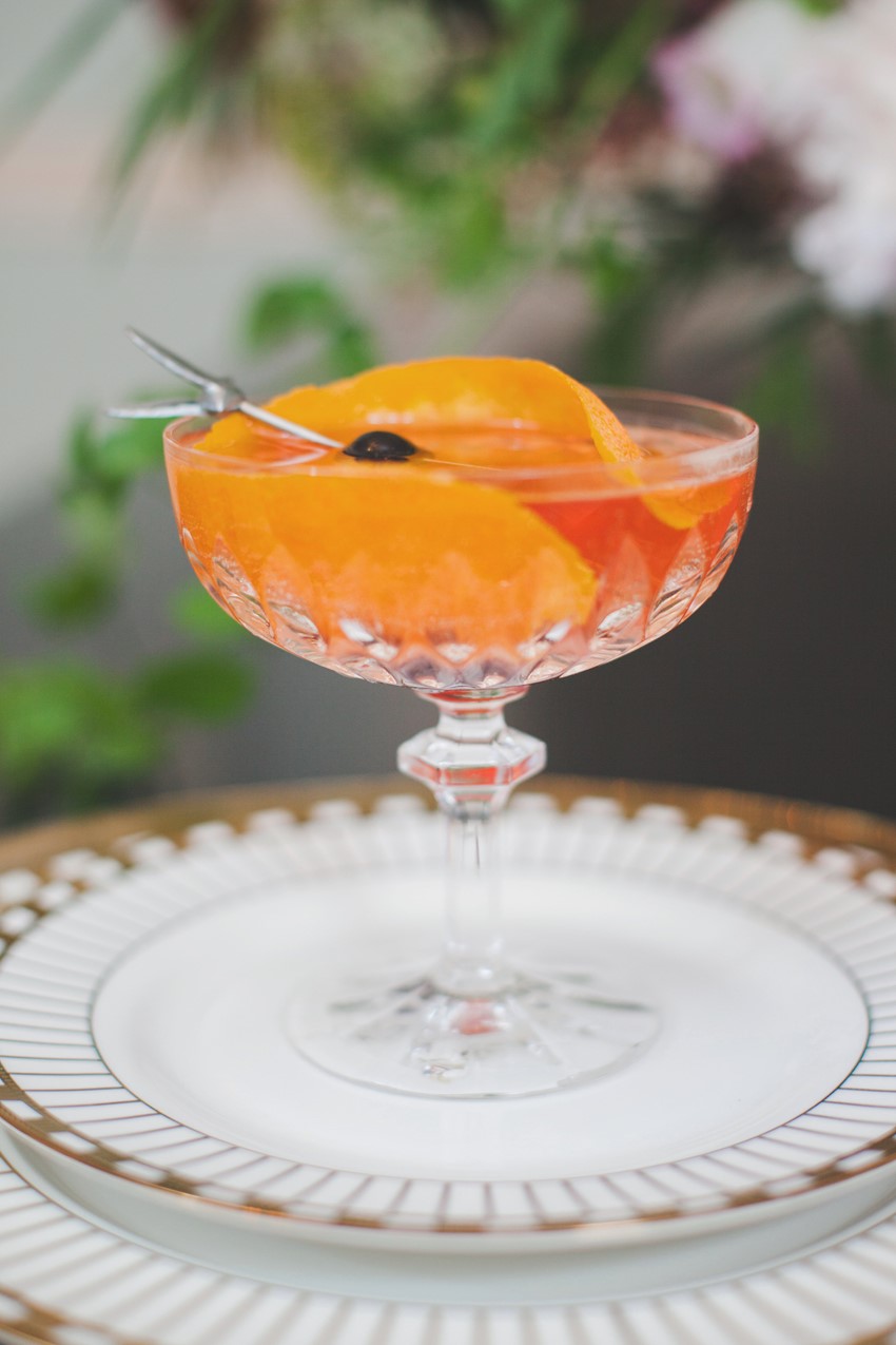 Orange Wedding Cocktail - A 1920s Speakeasy-Inspired Wedding Styled Shoot
