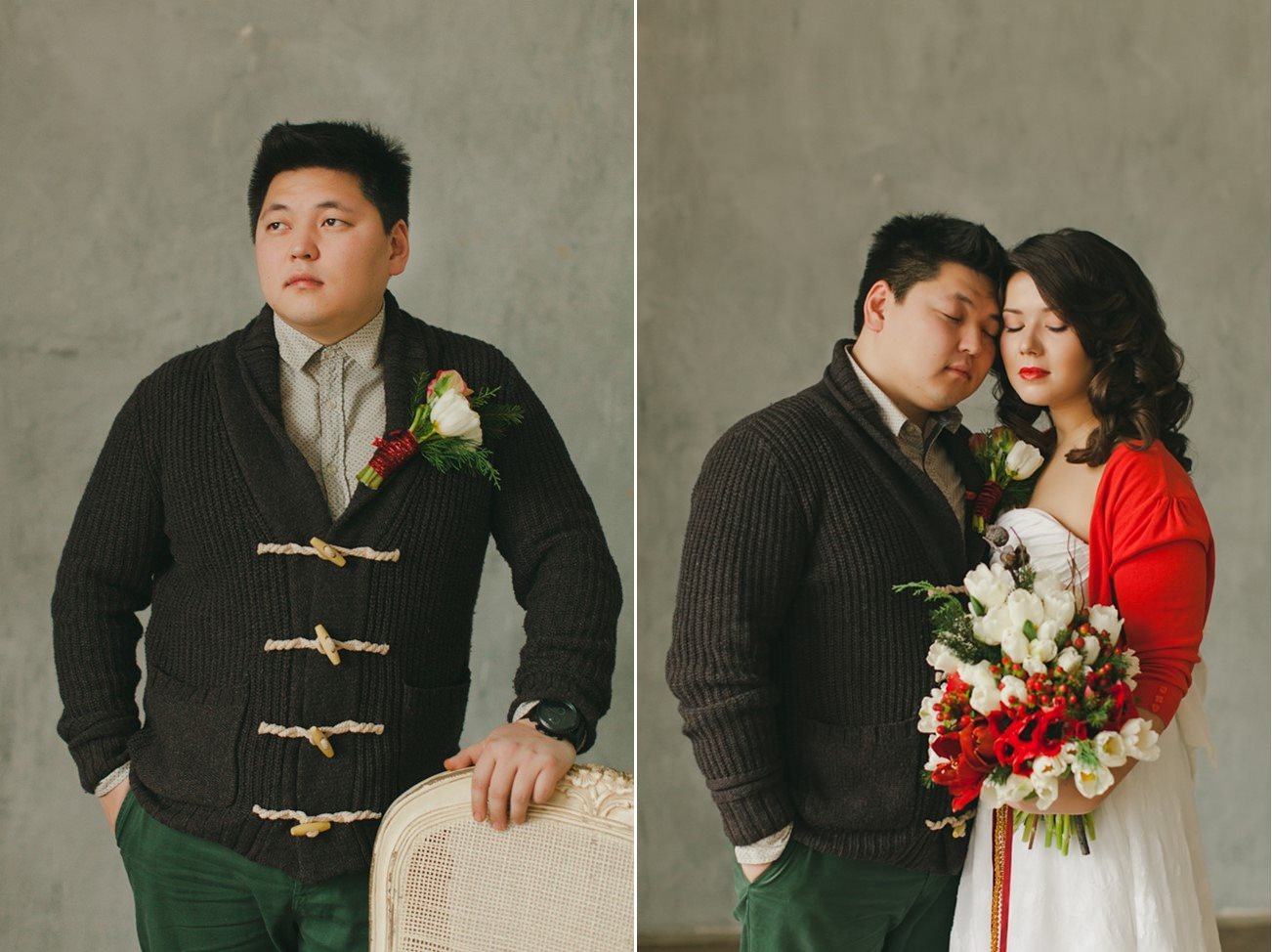Casual Christmas Groom - A Cosy Winter Wedding Inspiration Shoot in Red, Green & White from WarmPhoto