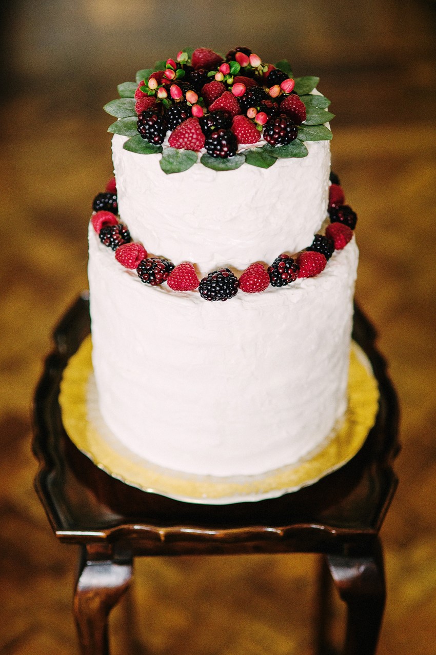 2 Tier Wedding Cake with Berry Topper - A Breathtaking Colonial Wedding Styled Shoot in Lima