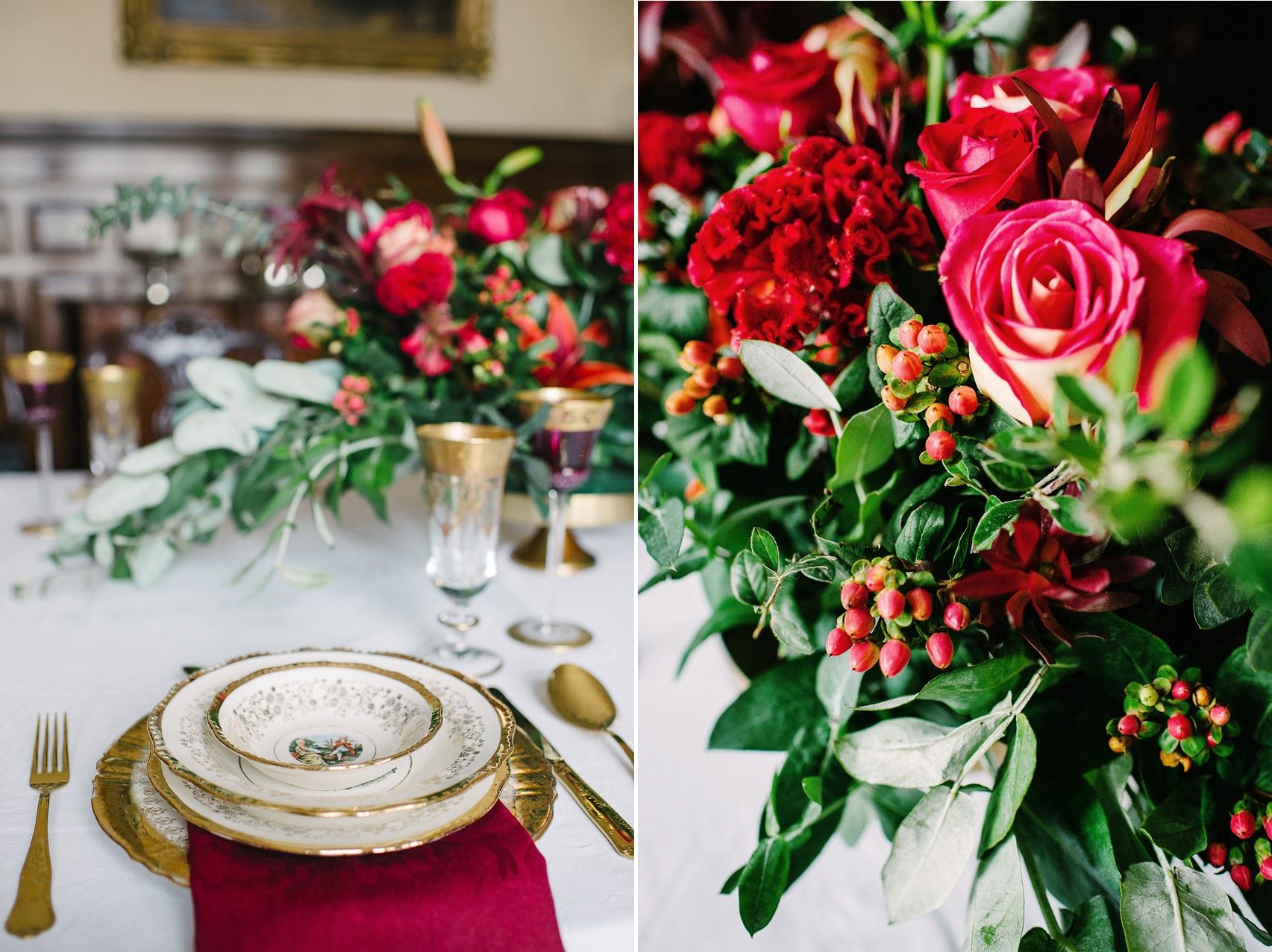 Vintage Red Wedding Place Setting - A Breathtaking Colonial Wedding Styled Shoot in Lima