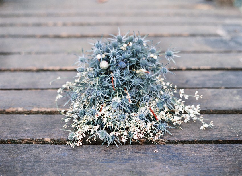 Blue Thistle Winter Bridal Bouquet