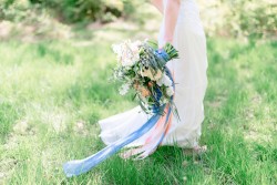 Spring Bridal Bouquet in Peach & Powder Blue Photography by Anna Kardos Photography