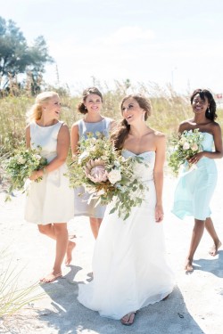 Chic Beach Bridesmaid Dresses from Dessy // Photography by Caroline & Evan Photography
