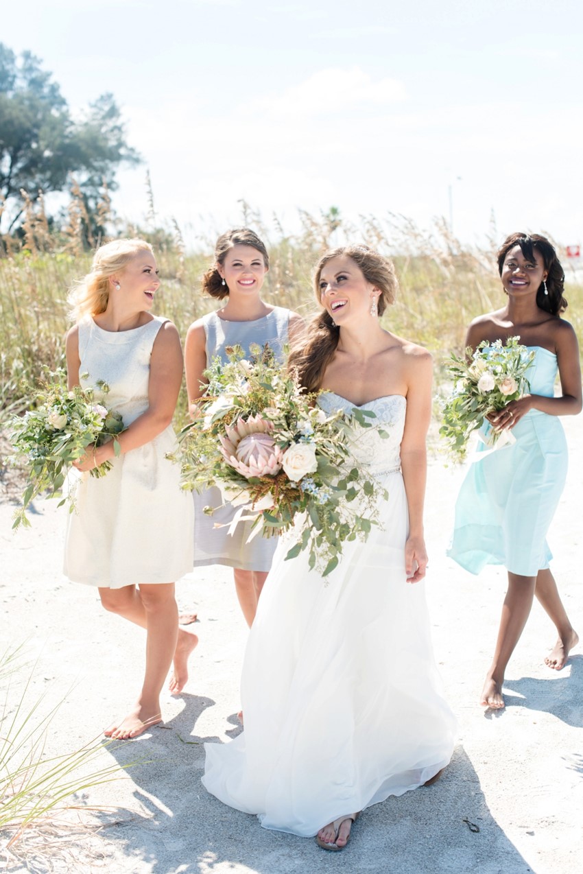 Chic Beach Bridesmaid Dresses from Dessy // Photography by Caroline & Evan Photography