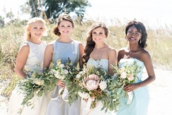 Mismatched Bridesmaid Dresses from Dessy // Photography by Caroline & Evan Photography