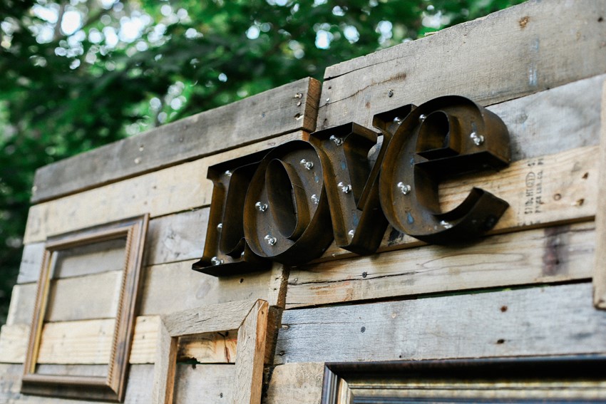 Industrial Vintage LOVE Wedding Sign Photography by Gaudium Photography