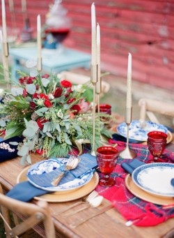 Red, White & Gold Winter Wedding Tablescape Photography by Shannon Duggan Photography