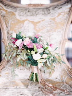 Pink Bridal Bouquet in a Vintage Chair // Photography ~ @shannonduggan