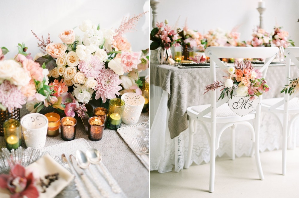 Spring wedding tablescape & chair decor // Photography ~ We Are Origami 