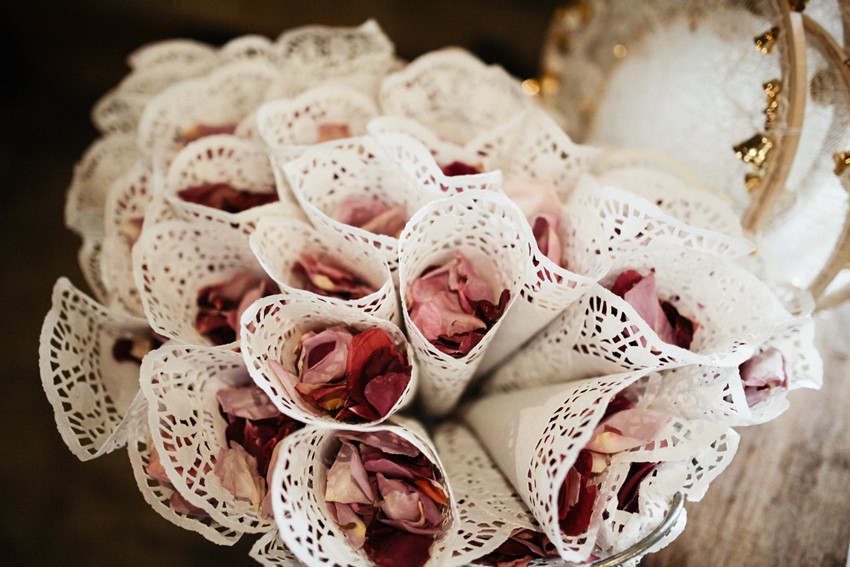 Rose petal confetti // Photography by Brown Paper Parcel