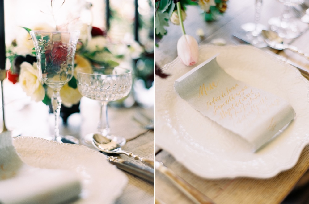 Romantic Modern Vintage Wedding Place Settings // Photography ~ Rachel Solomon Photography