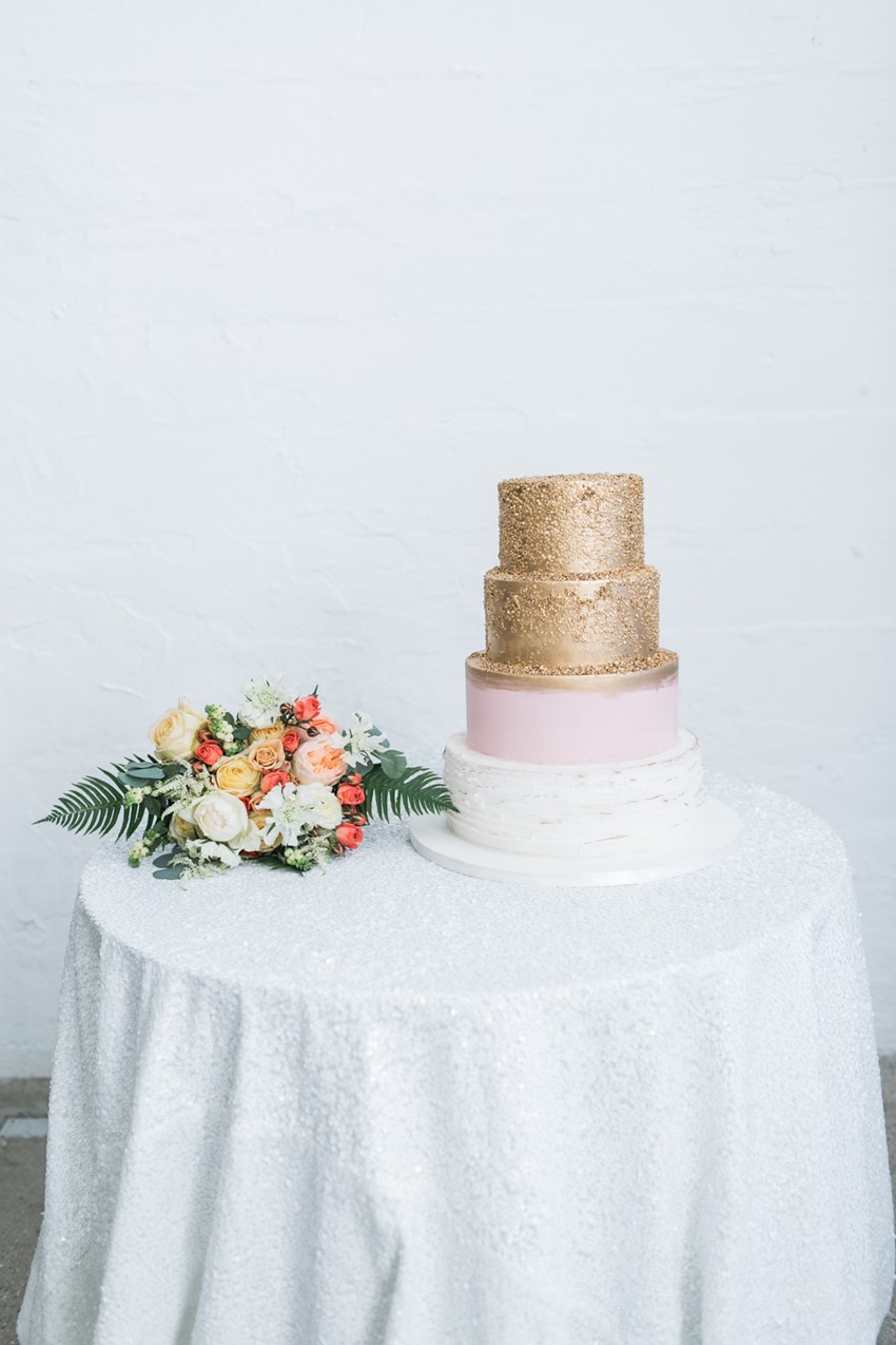 Pink & Gold Wedding Cake // Photography ~ Alexis June Weddings