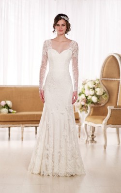 Long Lace Sleeved Wedding Dress D1745 from Essense of Australia