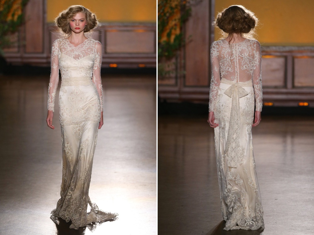 Edwardian Inspired long Sleeved Wedding Dress Pearle from Claire Pettibone