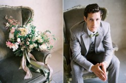 Vintage Inspired Bridal Bouquet & Groom // Photography ~ Rachel Solomon Photography