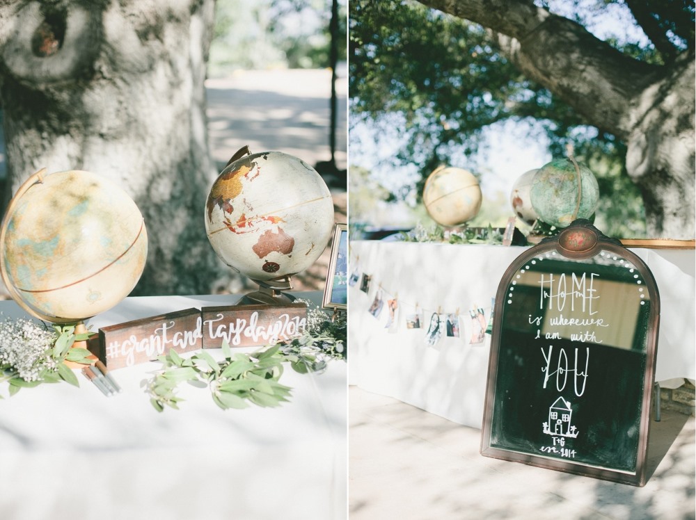 Vintage Travel Themed Wedding Reception // Photography Onelove Photography