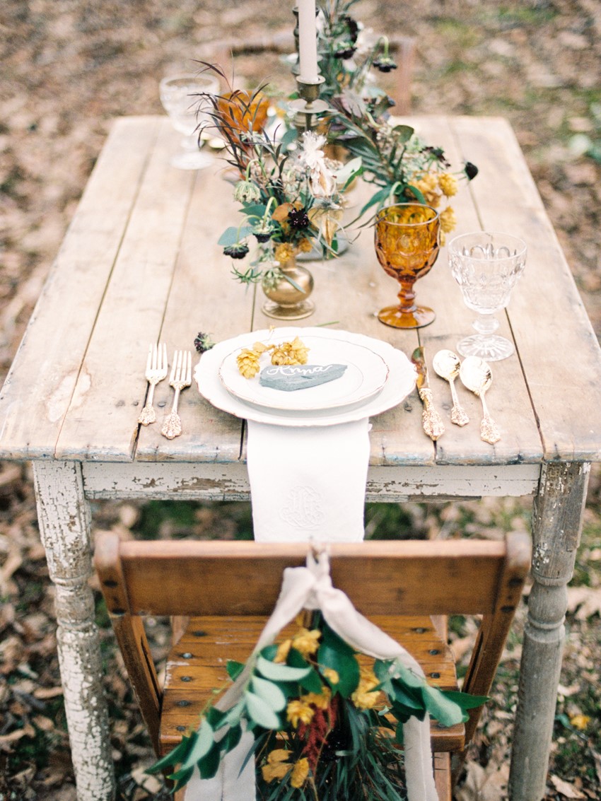 Autumn Woodland Sweetheart Wedding Tablescape // Photography ~ Live View Studios