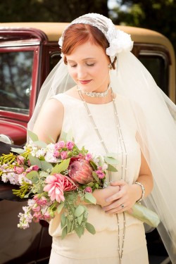 Pink 1920s Inspired Bridal Bouquet