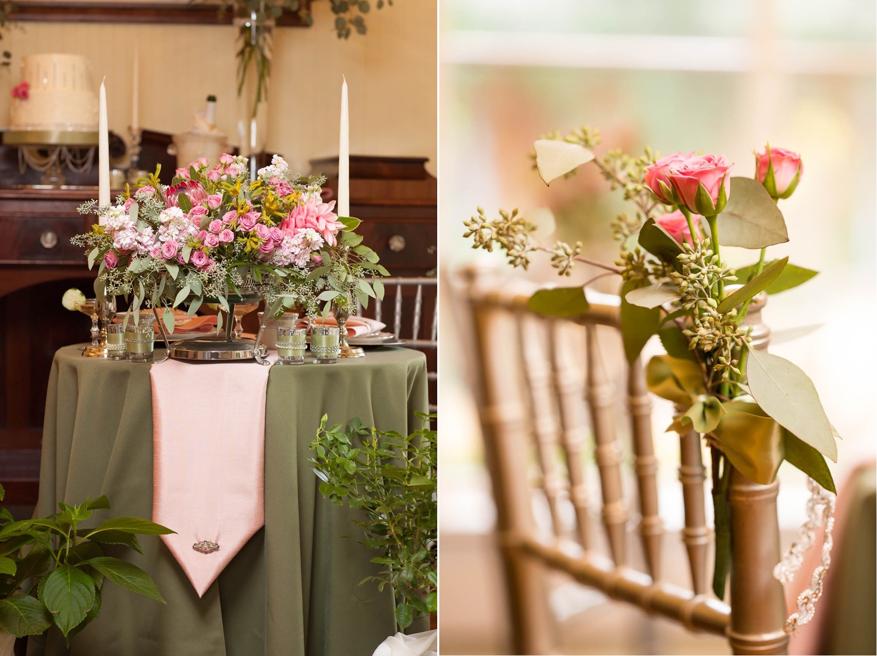 Pink Art Deco Inspired Wedding Sweetheart Table