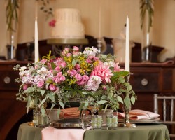 Pink Art Deco Wedding Floral Centrepiece