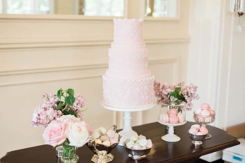 Elegant Pink Wedding Cake and Dessert Table // Photography ~ Kerry Jeanne Photography