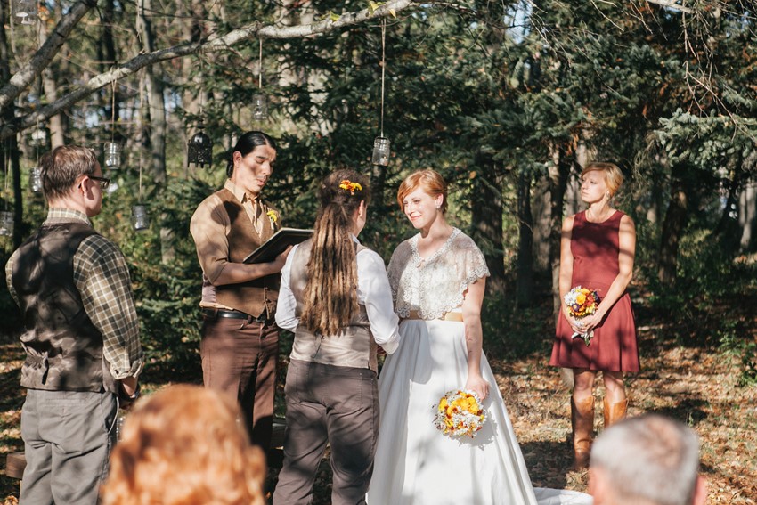 Rustic Autumn Outdoor Gay Wedding Ceremony // Photography ~ Emily Wren Photography