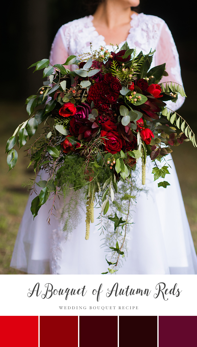 A Romantic Autumn Red Bridal Bouquet // Photography ~ Natalie McNally