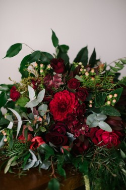 A Romantic Autumn Red Bridal Bouquet