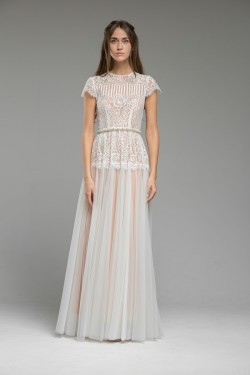 Romantic Blush Lace Wedding Dress 'Mirabelle' from Katya Katya Shehurina