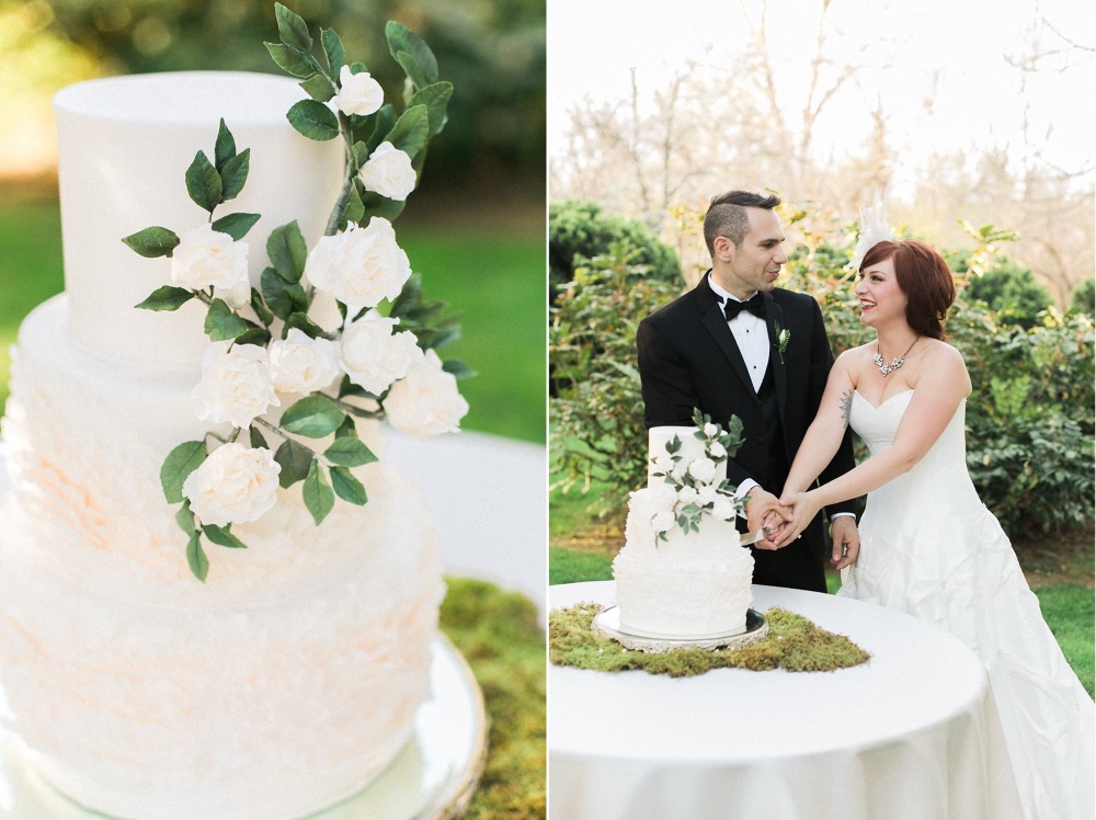 Elegant White & Green Garden Wedding Cake // Photography ~ Sharmila Photography