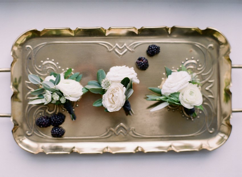 White Floral Boutonnieres // Photography ~ Artiese Studios