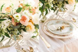 Romantic Blush & Gold Wedding Table Decor // Photography ~ The Happy Bloom