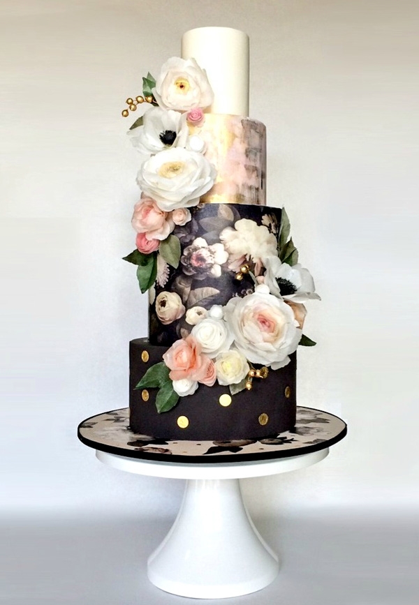 Floral Black Wedding Cake
