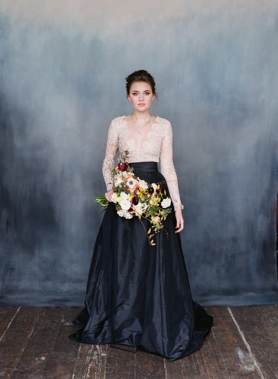 Valentina - Black Skirted Wedding Dress from Emily Riggs Bridal