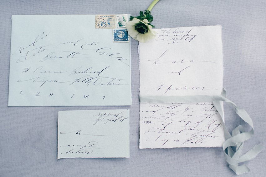 Calligraphy Wedding Stationery // Photography ~ Jessica Little Photography