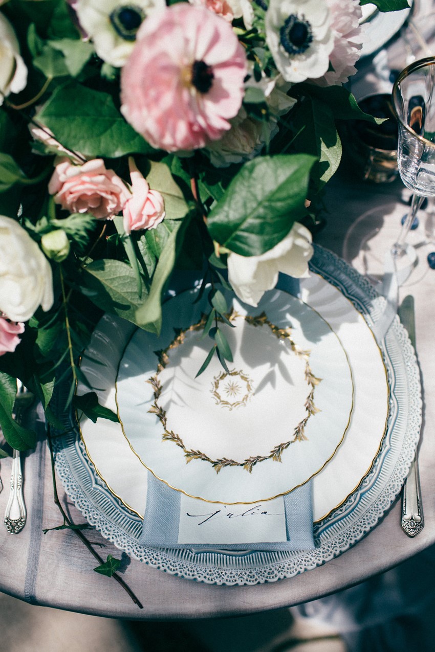 Serenity Blue Wedding Place Setting // Photography ~ Jessica Little Photography