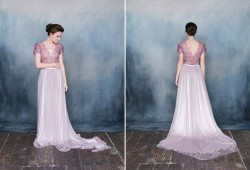 Ophelia - Beautiful Lilac Lace Wedding Dress from Emily Riggs