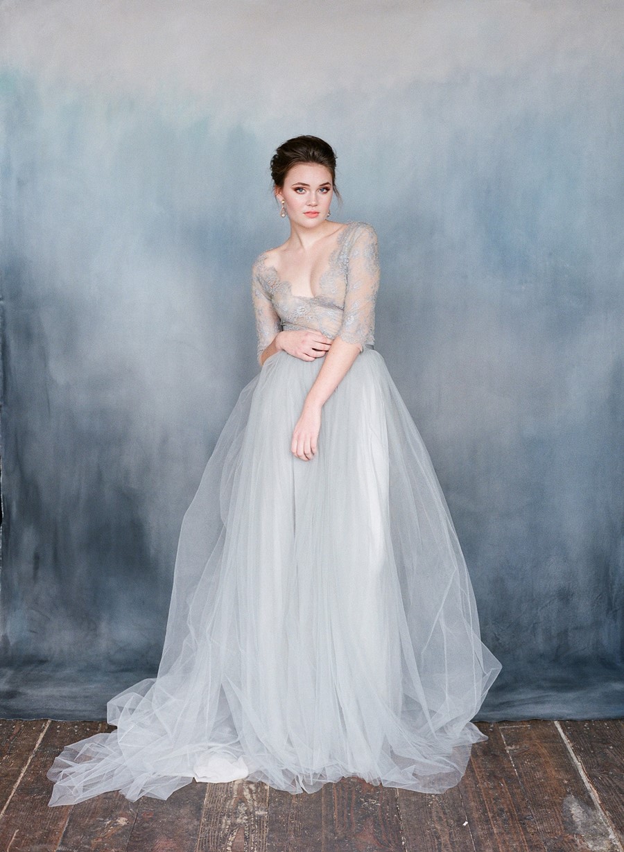 Nightingale - Heavenly Blue Lace Sleeve Wedding Dress 