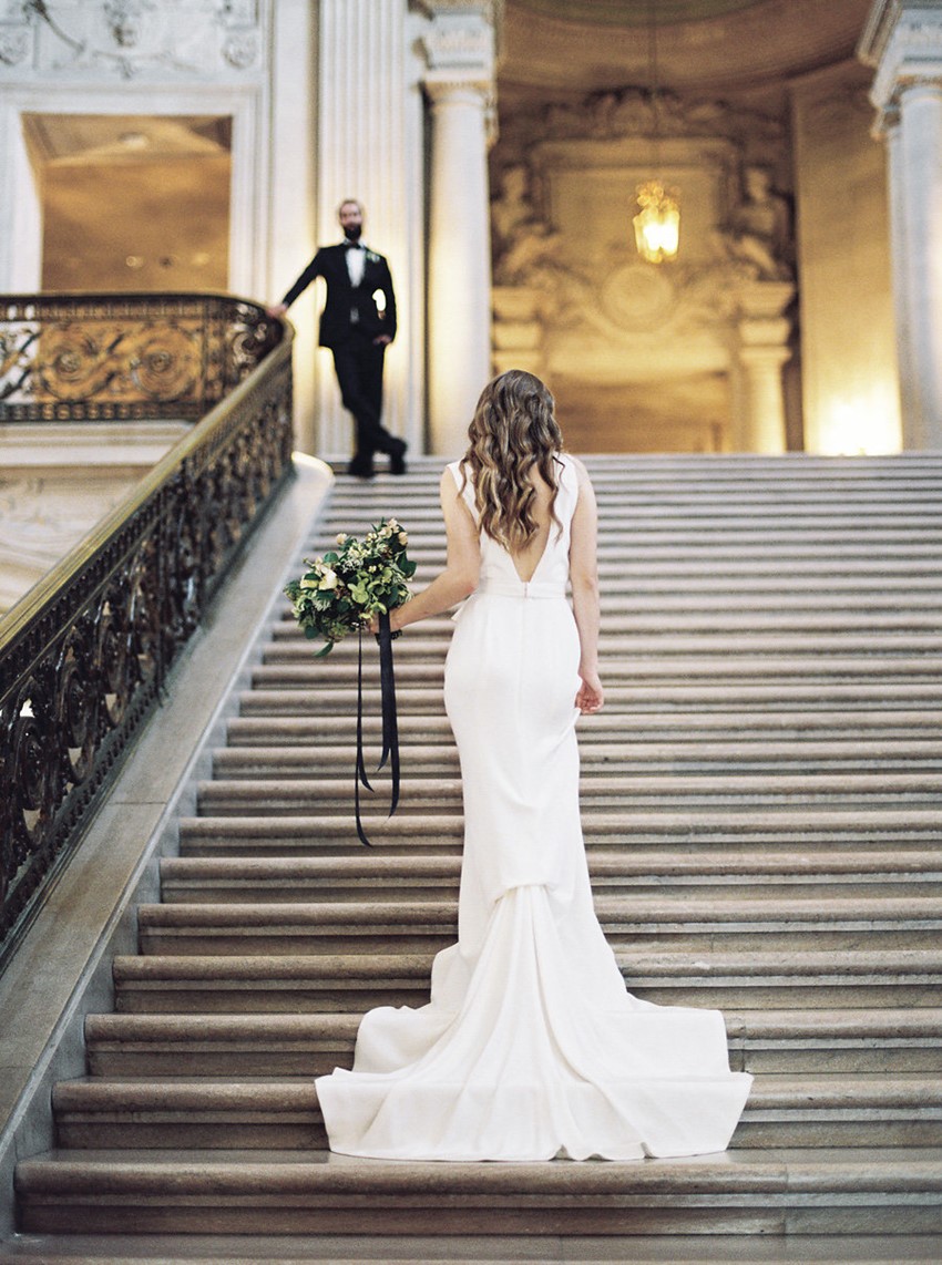 Chic City Hall Elopement First Look // Photography ~ Lara Lam