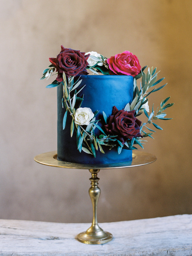 Blue Single Tier Wedding Cake