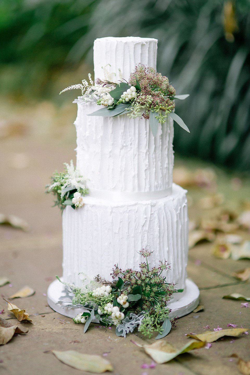 Textured White Tall Wedding Cake