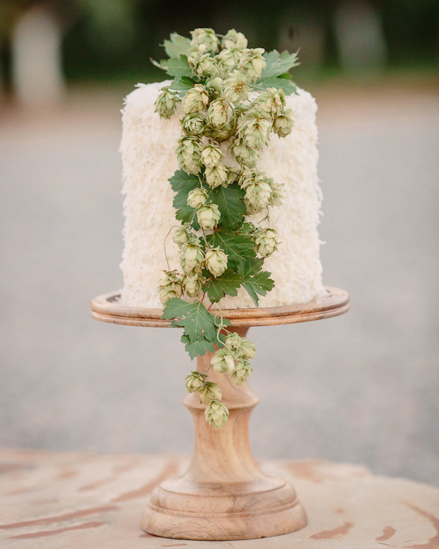 Greenery Topped Single Tier Wedding Cake