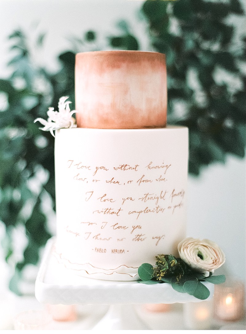 Watercolour Script Wedding Cake