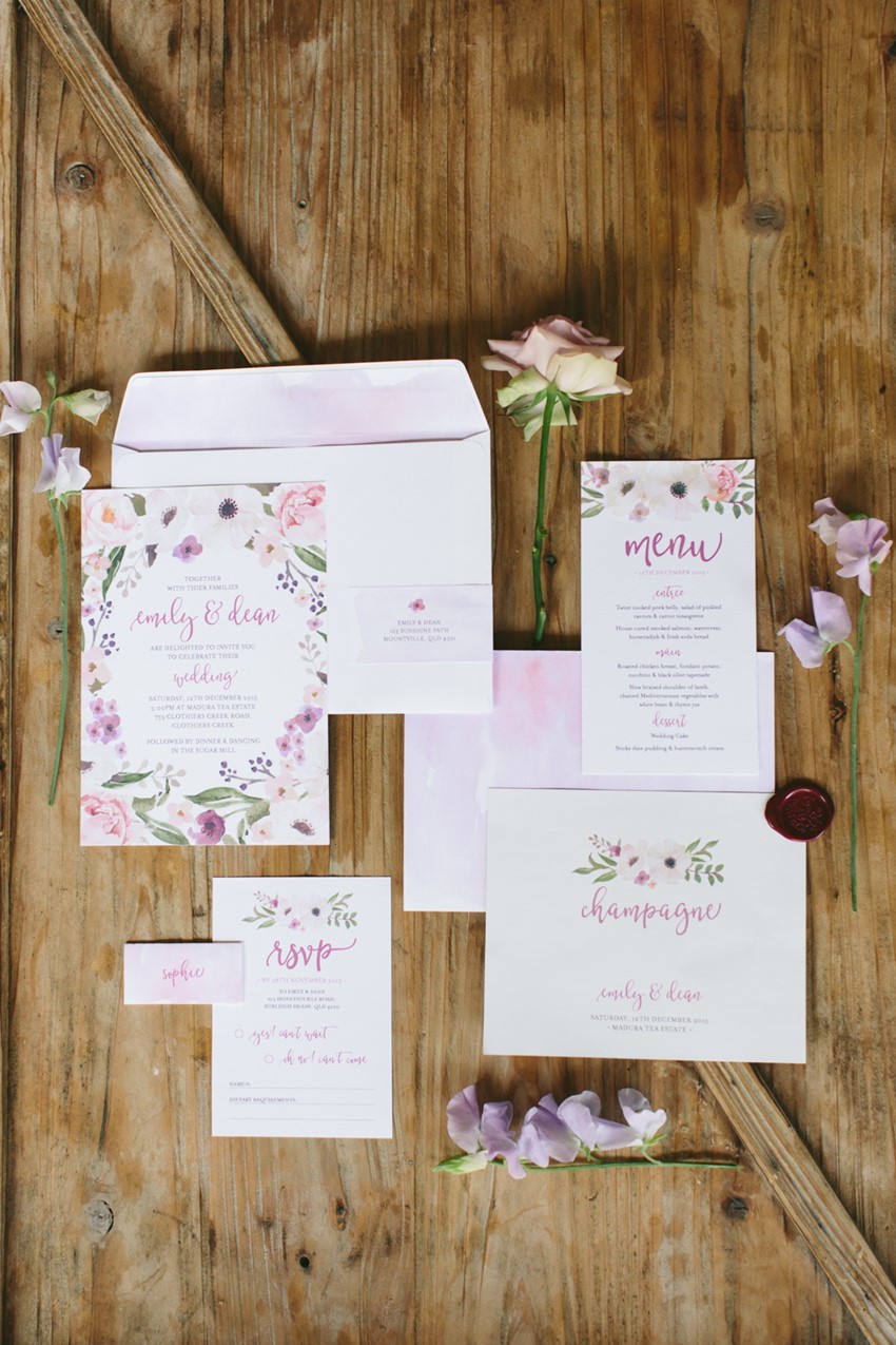 Romantic Floral Watercolour Wedding Stationery