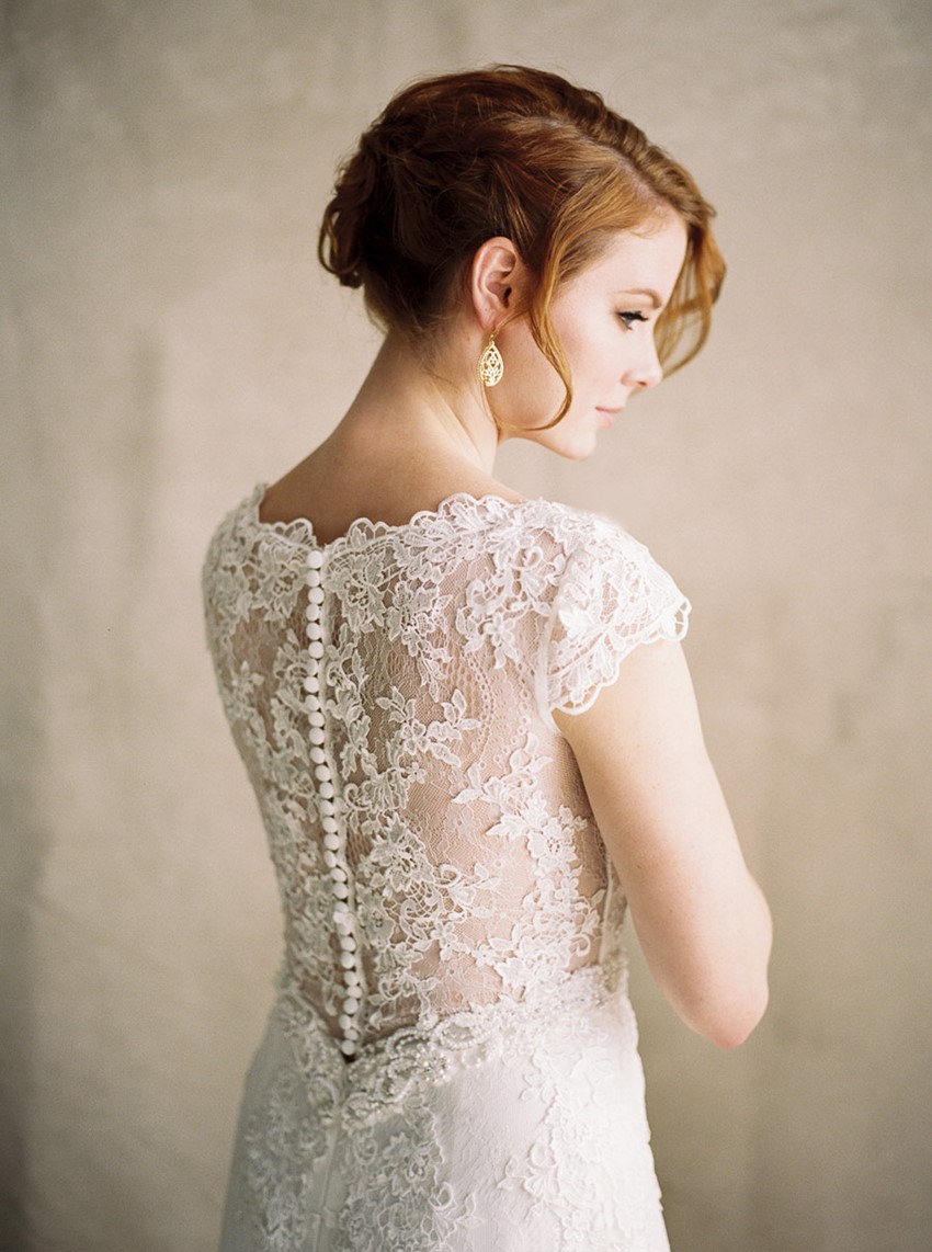 Stunning lace backed wedding dress // Photography ~ Lara Lam