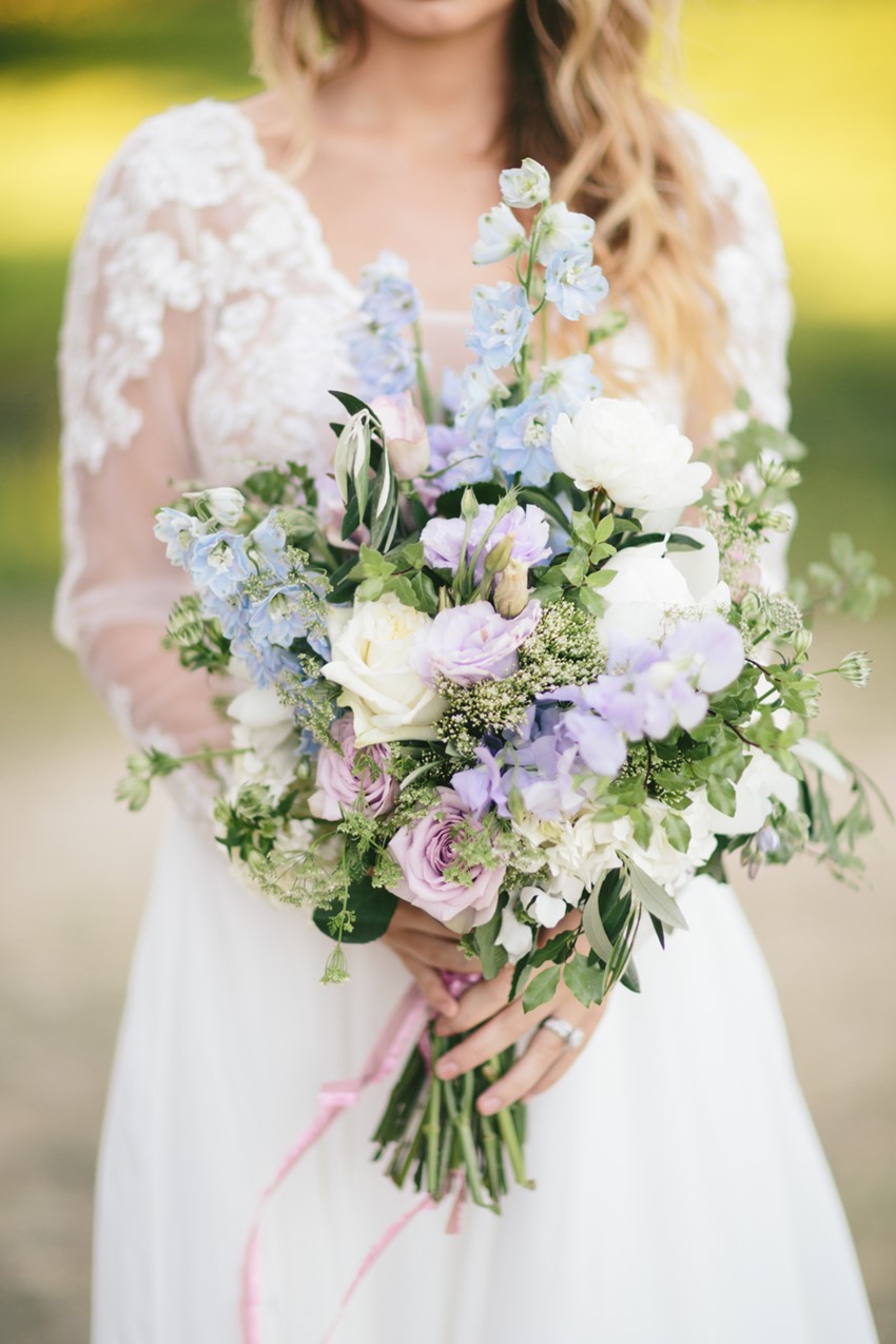 Sweet Pea Bridal Bouquet in Pretty Pastels // Photography ~ White Images