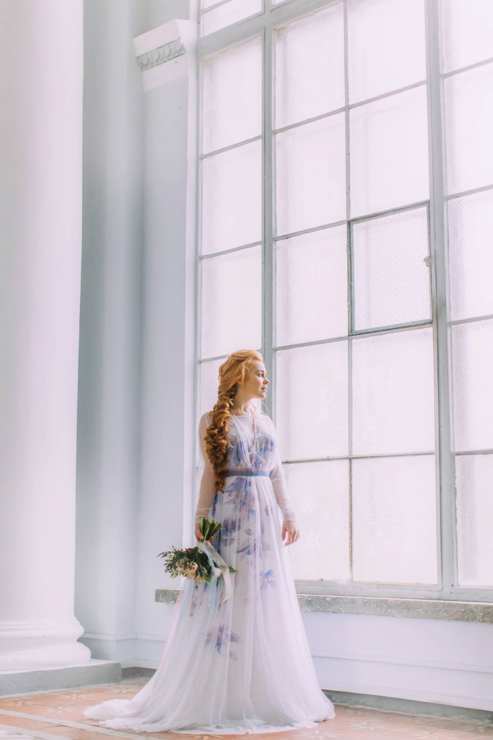 Beautiful Floral Print Wedding Dress