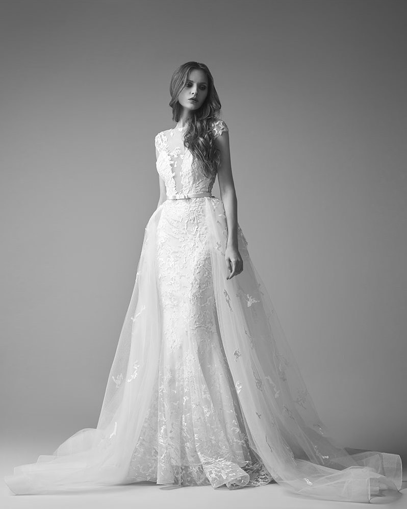 Romantic Lace Wedding Dress with an Overskirt from Saiid Kobeisy's 2017 Collection