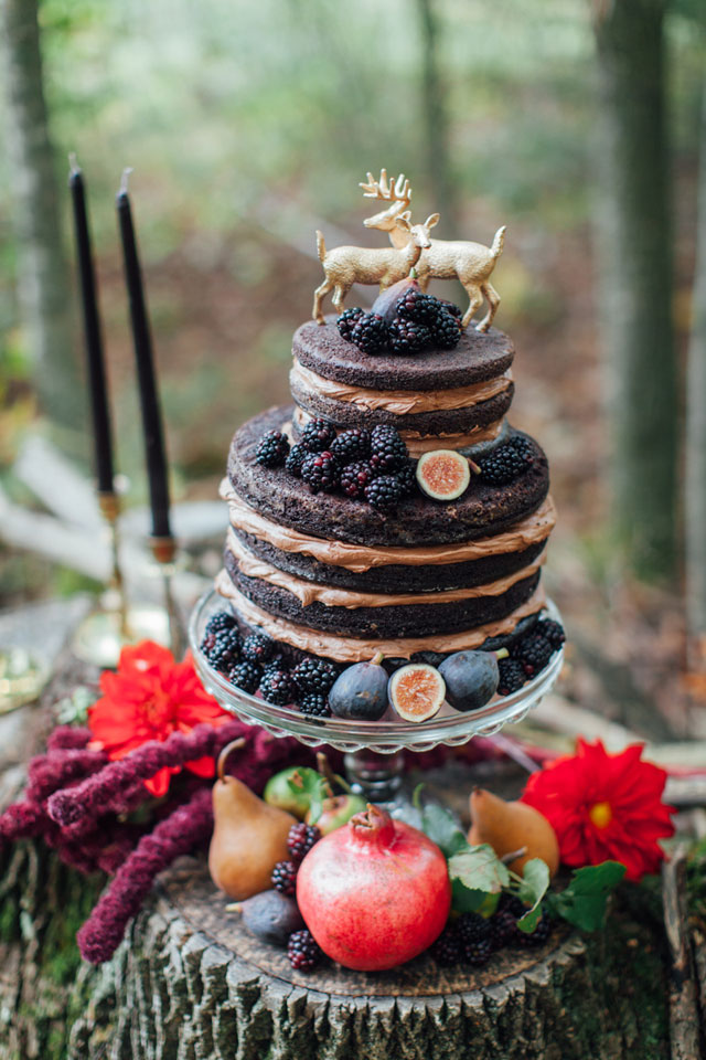 Forest Wedding Naked Chocolate Wedding Cake