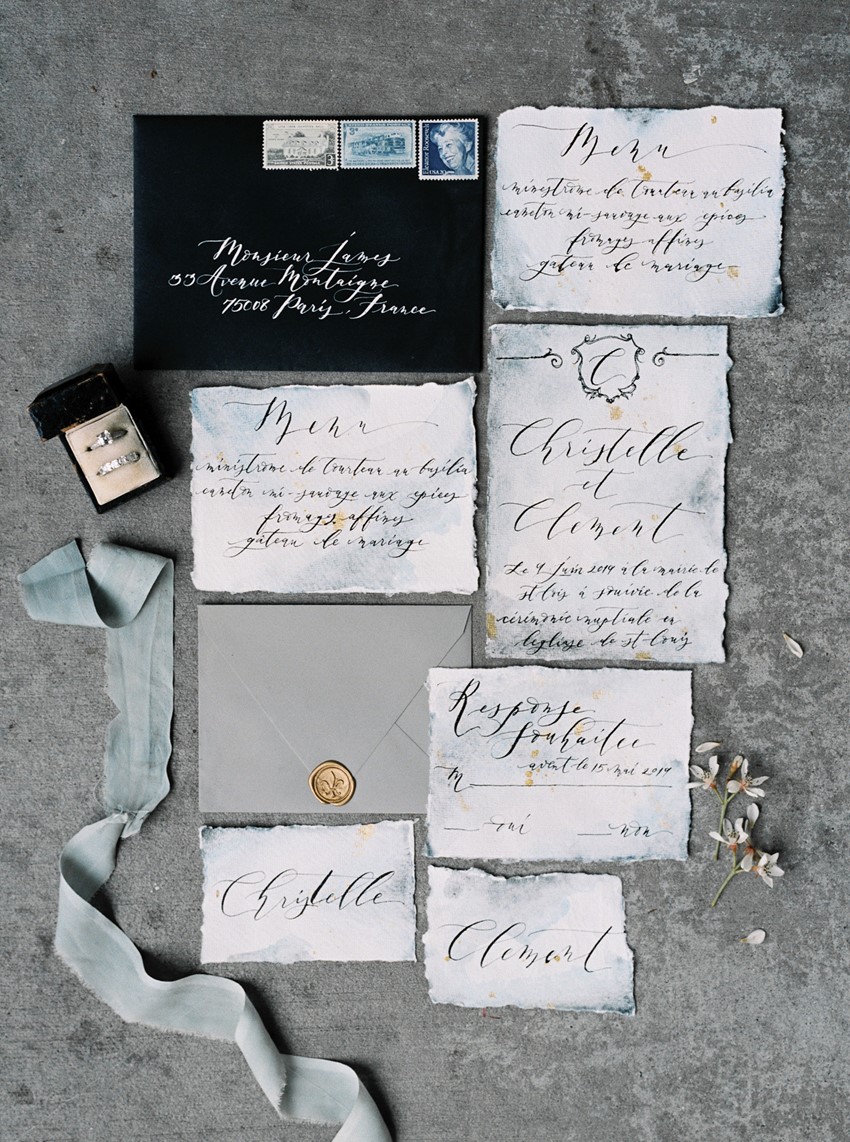 Calligraphy Wedding Stationery for a Romantic Paris Elopement // Photography ~ Lara Lam